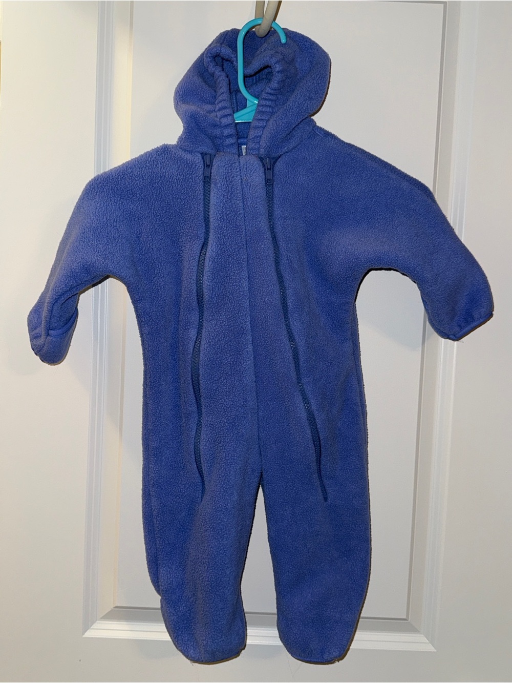Talbots Kids Blue Fleece Snowsuit with Hood and Foldover Mittens and Feet, 18m